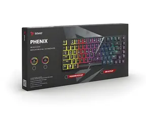 Savio Phenix černá / Herní klávesnice / mechanická / bezdrátová / Gateron Red Pro / podsvícení