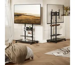 50-90" Equip Mobilní stojan pro TV černá / Stojan pro TV / nosnost 60 kg / VESA do 600x400 / výškově nastavitelný