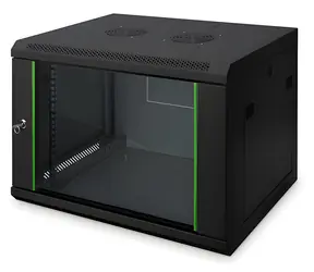 Digitus Dynamic černá / Nástěnný rozvaděč 19" / 12U / 600×450 mm / skleněné dveře / IP20