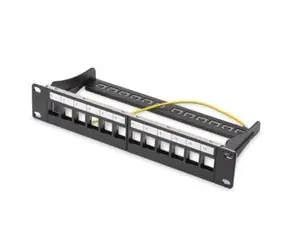 DIGITUS Patch panel 12-Port černá / Patch panel / Modulární / 1U