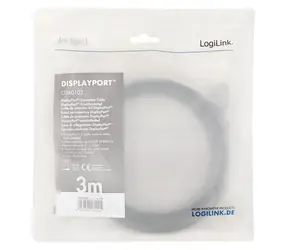 LogiLink DisplayPort 1.2 černo-šedá / Kabel DisplayPort / 3 m / 4K UHD / 60 Hz