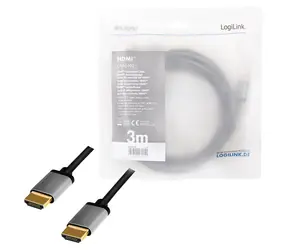 LogiLink HDMI 2.0 černá / HDMI kabel / 4K/60Hz / pozlacené konektory / 3 m