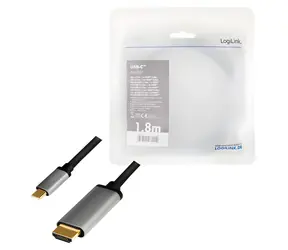 LogiLink USB-C - HDMI černá/šedá / Redukce / 4K 60Hz / 1,8 m / pozlacené konektory