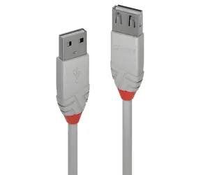 Lindy Anthra Line šedá / Prodlužovací kabel USB-A - USB-A / USB 2.0 / 5 m