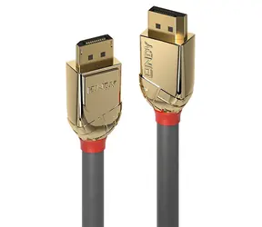 Lindy Gold Line šedá / DisplayPort kabel / 10 m / DP 1.2 / 4K 60Hz / pozlacené konektory
