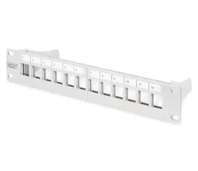 Digitus Patch panel 10" stíněný šedý / Patch panel / 12 portů / 1U / RAL 7035