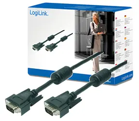 LogiLink VGA černá / VGA kabel / stíněný / feritová tlumivka / 10 m