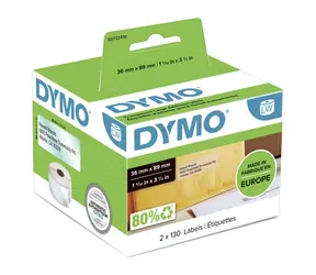 Dymo papírové štítky 89mm x 36mm 12x260 ks / bílé / velké / adresní