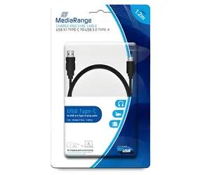 MediaRange USB-A - USB-C černá / Kabel / 1,2 m / USB 3.2 Gen 1 / 5 Gbit/s