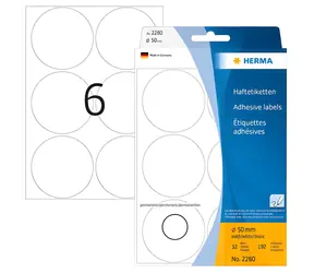 HERMA Víceúčelové etikety bílé kulaté 50 mm / Etikety / Papír / 192 ks