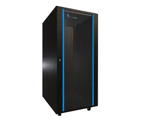 Extralink Rack skříň 27U černá / Stojanový rozvaděč / 600 x 800 mm / nosnost 1000 kg / skleněné dveře