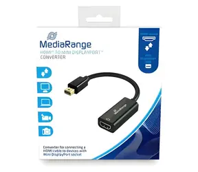 MediaRange Adaptér Mini DisplayPort na HDMI černá / Adaptér / 15 cm / 10 Gbit/s / pozlacené kontakty