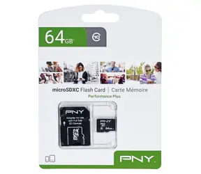 PNY Performance Plus 64GB / Paměťová karta / MicroSDXC / Class 10 / SD adaptér