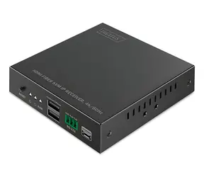 Digitus HDMI Fiber IP Receiver černá / Přijímač / 4K/60Hz / HDMI 2.0 / SFP LC/SC / KVM / až 40 km
