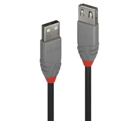 Lindy Anthra Line černá/šedá / USB prodlužovací kabel / USB A - USB A / 2 m / 480 Mbit/s
