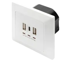 Digitus podomítková nabíjecí zásuvka USB bílá / Nabíjecí zásuvka / 2x USB-A + USB-C / 3,1 A