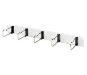 DIGITUS 19" panel pro správu kabelů šedý / Rack příslušenství / 1U / 5 kabelových ok / ocelový plech