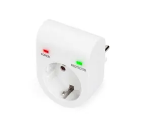 Digitus přepěťová ochrana do zásuvky bílá / Přepěťová ochrana / 16 A / 3500 W / LED indikace