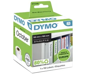 Dymo papírové štítky na pořadače / 59x190mm / bílé / 110 ks / pro LabelWriter