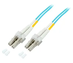 EFB / Optický patch kabel LC-LC / Duplex / OM3 / 1m / tyrkysová