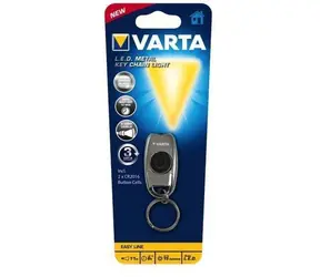 Varta Metal Key Chain Light chrom / LED svítilna na klíčenku / 15 lm / dosah 11 m / 2x CR2016