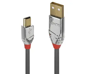 Lindy Cromo Line šedá / USB kabel / USB-A - Mini-USB B / 0,5 m / 480 Mbit/s