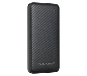 RealPower PB-10000 SSB černá / Powerbanka 10 000 mAh / Pevnolátková baterie / USB-C 20W / USB-A 22,5W