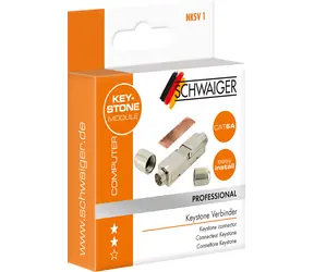 Schwaiger Keystone CAT6A stříbrná / Síťový konektor / RJ45 / S/FTP / Rovný / Kov