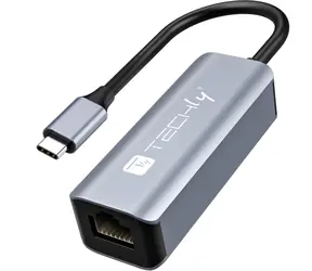 Techly IDATA USB-ETGIGA-CA / Adaptér USB-C na RJ-45 / Gigabit Ethernet / USB 3.2 Gen 1 / hliníkové tělo