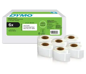 Dymo Papírové štítky 25x54mm / bílé / pro zpáteční adresu / 6x1000 ks