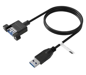 EFB USB-A - USB-A černá / Prodlužovací kabel / Vestavná zásuvka / USB 3.2 Gen 1 / 5 Gbit/s / 0,5 m