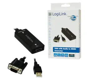 LogiLink Adaptér VGA na HDMI s audio černá / Adaptér / Full HD 1080p / High Speed