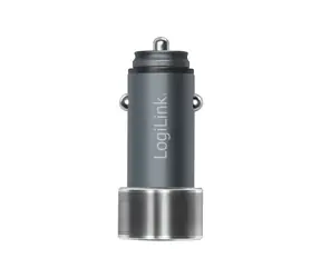 LogiLink nabíječka do auta šedá / Nabíječka do auta / 1x USB-C PD / 1x USB-A QC3.0 / 36 W