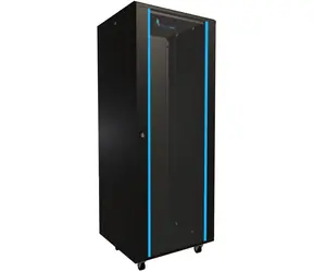 Extralink Rack 32U 600x600 černá / Stojanový rozvaděč / 19" / skleněné dveře / nosnost 600 kg