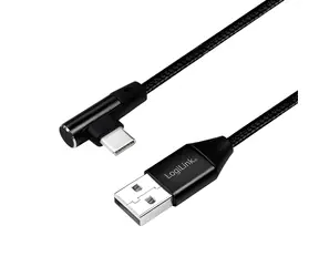 LogiLink USB-A - USB-C černá / Kabel / USB-A (M) - USB-C (M) úhlový / 0,3 m / USB 2.0 / 480 Mbit/s