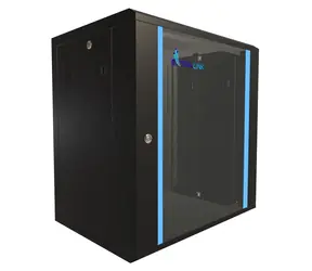 Extralink nástěnný rozvaděč 12U 600×450 černá / Nástěnný rozvaděč / 19" / Skleněné dveře / Nosnost 60 kg