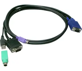 LevelOne KVM kabel VGA, USB-A, PS/2, 3 m černá / KVM kabel / VGA / USB-A / PS/2 / 3 m