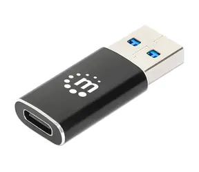 Manhattan redukce USB-A - USB-C černá / Redukce / USB 3.2 Gen 2 / 10 Gbit/s / hliník
