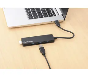 Manhattan hub USB-C na 4x USB-A černý / USB hub / USB 3.2 Gen 1 / 5 Gbit/s / Bus Power