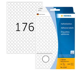 HERMA Etikety kulaté bílé / Etikety / průměr 8 mm / papír / 5632 ks