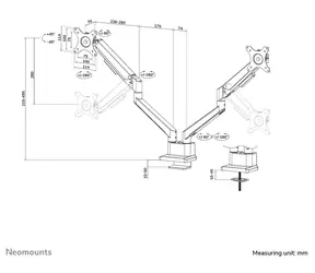 Neomounts DS70-250BL2 černá / Stolní držák pro 2 monitory / 17-32" / VESA 75x75-100x100 / nosnost 9 kg