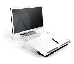 BakkerElkhuizen FlexDesk 630 transparentní, bílá / Držák na dokumenty / Výškově nastavitelný 110-180 mm