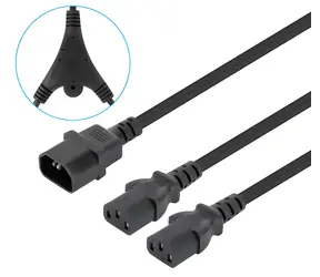 Manhattan napájecí kabel IEC C14 - 2x IEC C13 černý / Napájecí kabel / rozbočovací / 1,8 m / 250 V