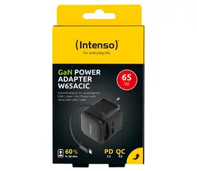 Intenso W65ACIC černá / Nabíječka / 65W GaN / USB-C + USB-A / PD 3.0