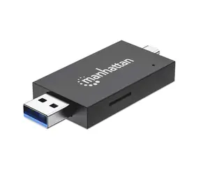 Manhattan čtečka paměťových karet microSD, SD a MMC / Čtečka karet / USB 3.2 Gen 1 Type-A/Type-C / 5 Gbps / černá