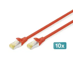 Digitus / Patch kabel / Cat6a S/FTP / 1 m / červená / 10 ks