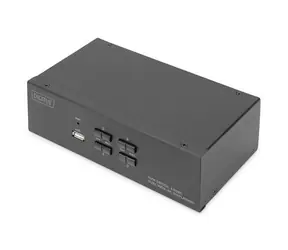 Digitus KVM přepínač 4-Port Dual Display 4K / KVM přepínač / 4 počítače / DisplayPort 4K 60Hz / USB Hub