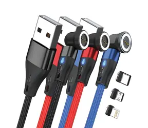 RealPower Magnetic 3A Set / Magnetický nabíjecí kabel USB-A / 3x 1 m / adaptéry / sada 3 ks