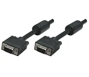 Manhattan SVGA kabel HD15 M/M černá / VGA kabel / Stíněný / Feritové jádro / 1,8 m