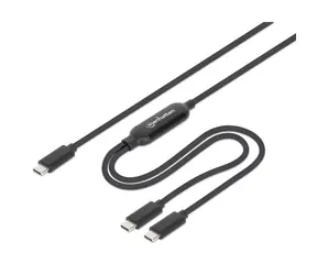 Manhattan 355810 černá / Kabel / USB-C - USB-C / 100 W PD / 2 m